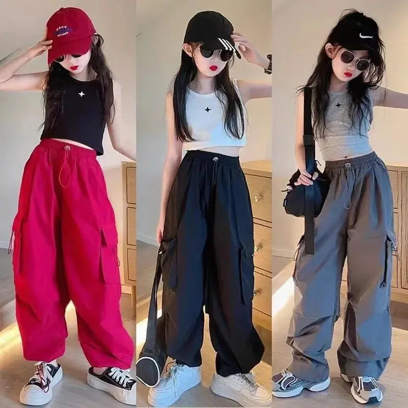 Pantalones Cargo a la moda para niños y niñas de 6 a 12 años primavera otoño 2024 nuevo estilo Jazzy Street Dance Bell Bottoms pantalones para niños Mi tienda