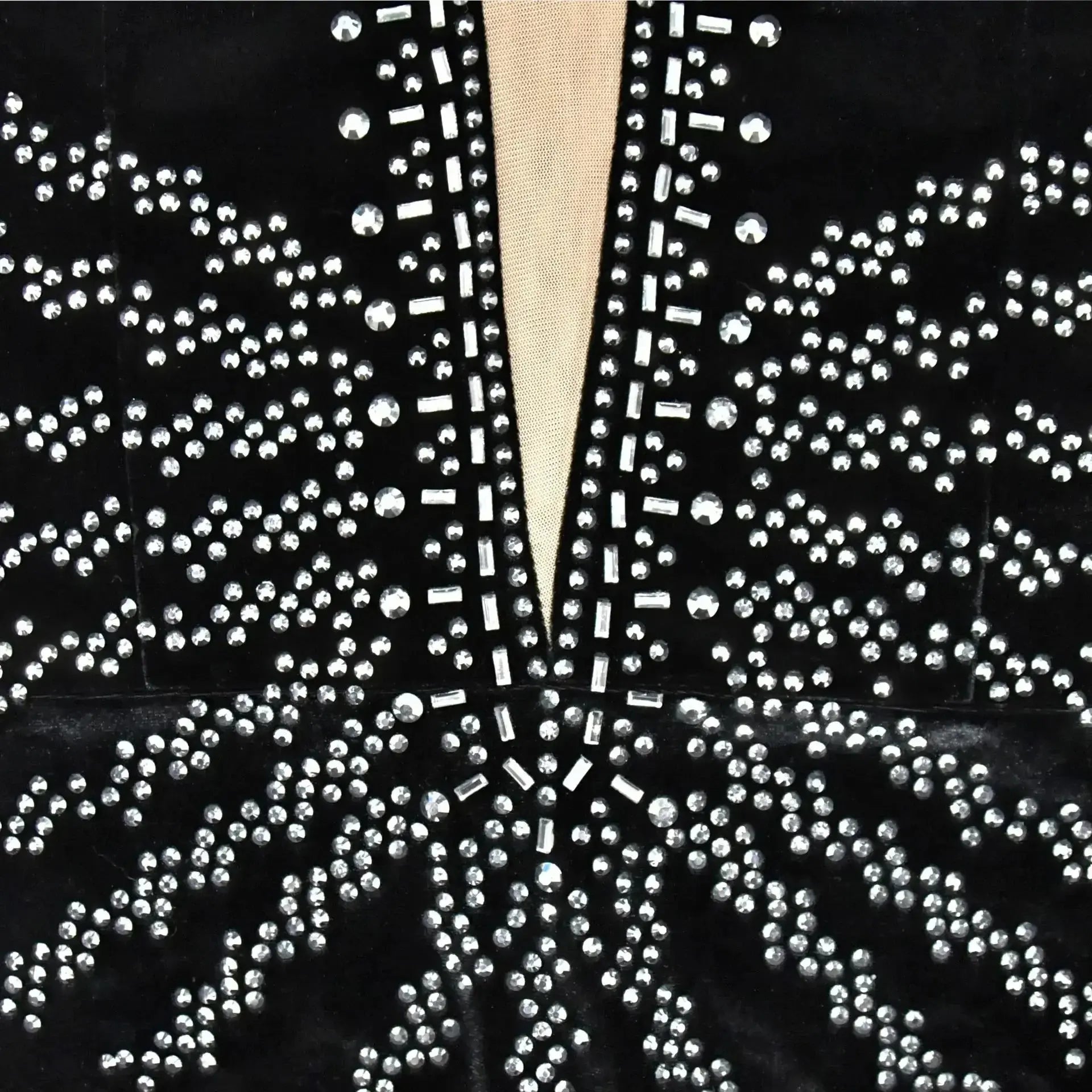 2025 elegante vestido de fiesta largo de terciopelo con diamantes para mujer, vestido de noche Sexy con escote en V profundo, vestido Formal negro ajustado - SYN PERU