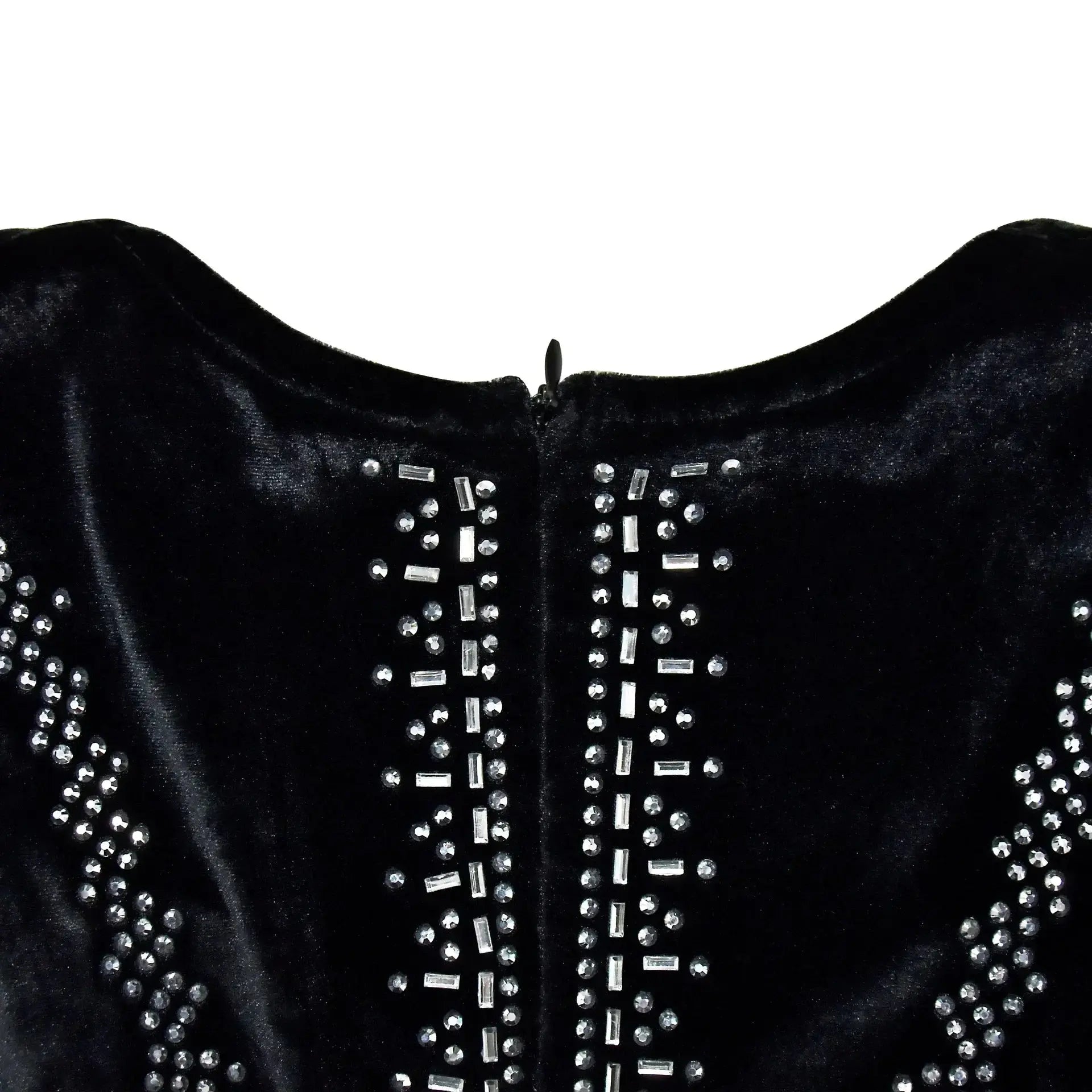 2025 elegante vestido de fiesta largo de terciopelo con diamantes para mujer, vestido de noche Sexy con escote en V profundo, vestido Formal negro ajustado - SYN PERU