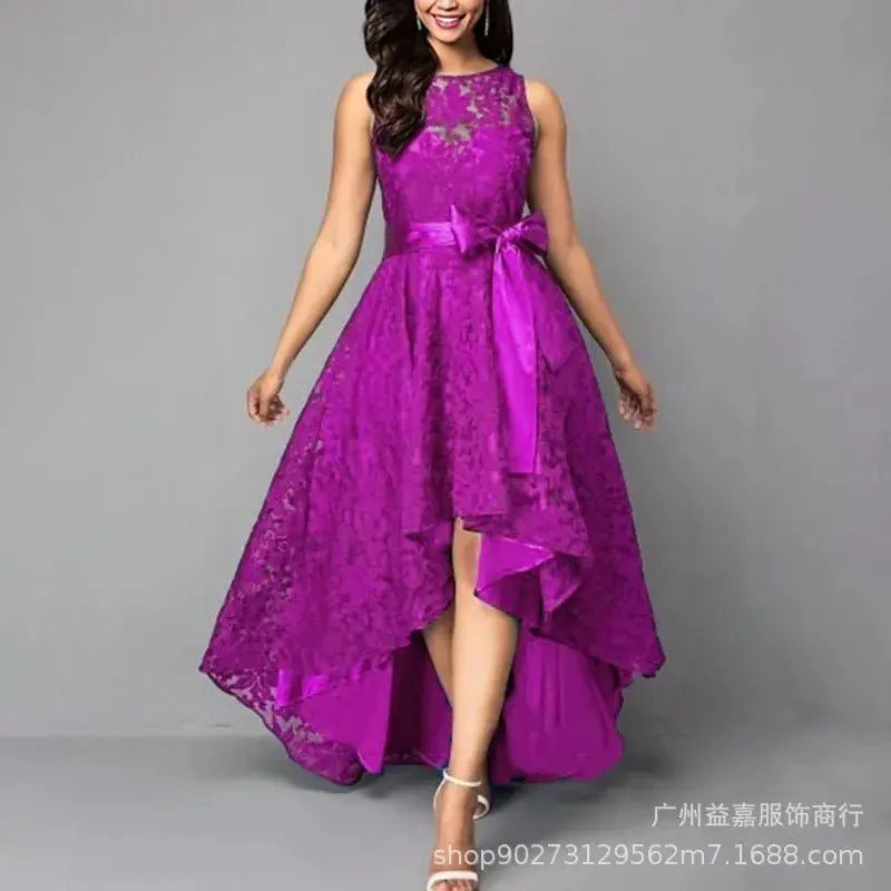 2025 vestidos elegantes de encaje para fiesta vestido de encaje vestidos de mujer temperamento de moda Casual sin mangas vestido suelto Irregular - SYN PERU
