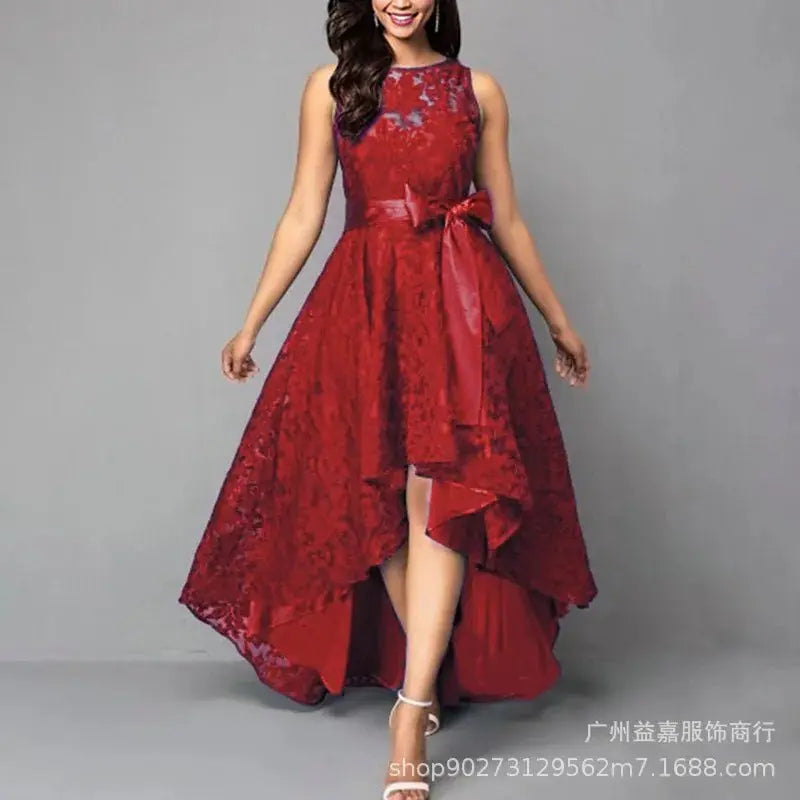 2025 vestidos elegantes de encaje para fiesta vestido de encaje vestidos de mujer temperamento de moda Casual sin mangas vestido suelto Irregular - SYN PERU