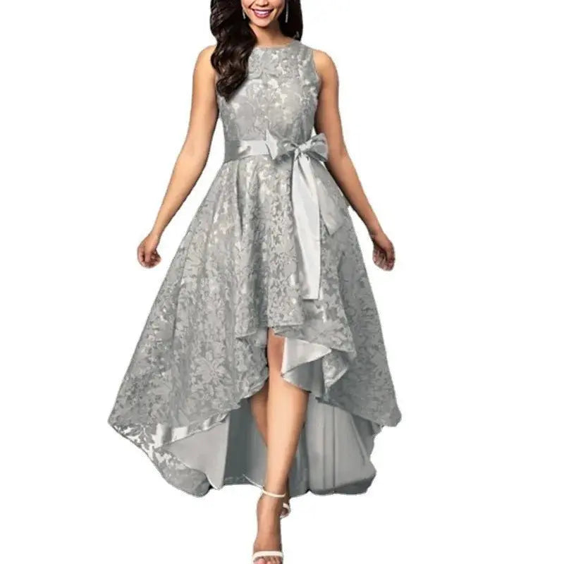 2025 vestidos elegantes de encaje para fiesta vestido de encaje vestidos de mujer temperamento de moda Casual sin mangas vestido suelto Irregular - SYN PERU