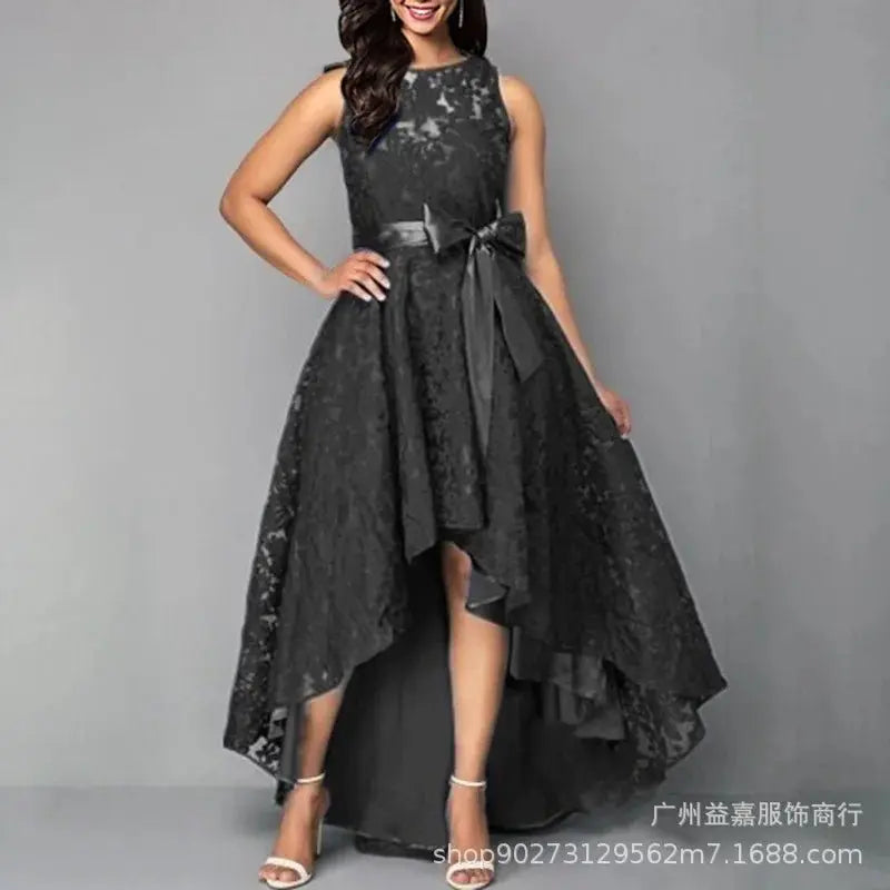 2025 vestidos elegantes de encaje para fiesta vestido de encaje vestidos de mujer temperamento de moda Casual sin mangas vestido suelto Irregular - SYN PERU