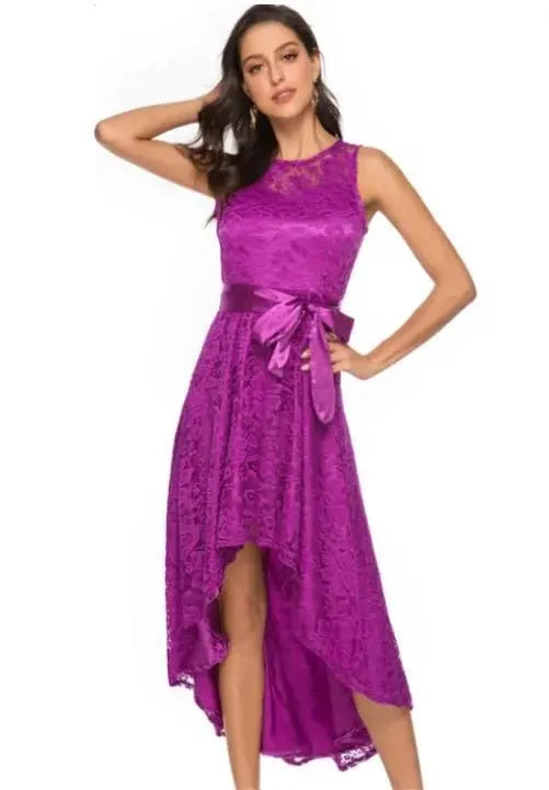 2025 vestidos elegantes de encaje para fiesta vestido de encaje vestidos de mujer temperamento de moda Casual sin mangas vestido suelto Irregular - SYN PERU