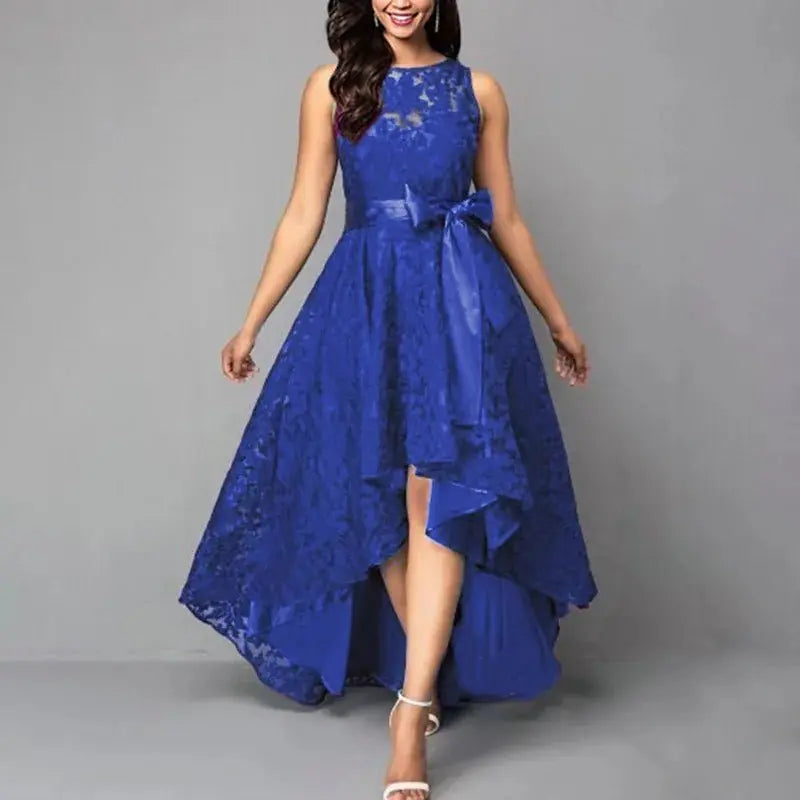2025 vestidos elegantes de encaje para fiesta vestido de encaje vestidos de mujer temperamento de moda Casual sin mangas vestido suelto Irregular - SYN PERU