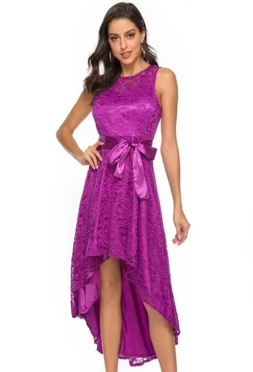 2025 vestidos elegantes de encaje para fiesta vestido de encaje vestidos de mujer temperamento de moda Casual sin mangas vestido suelto Irregular - SYN PERU