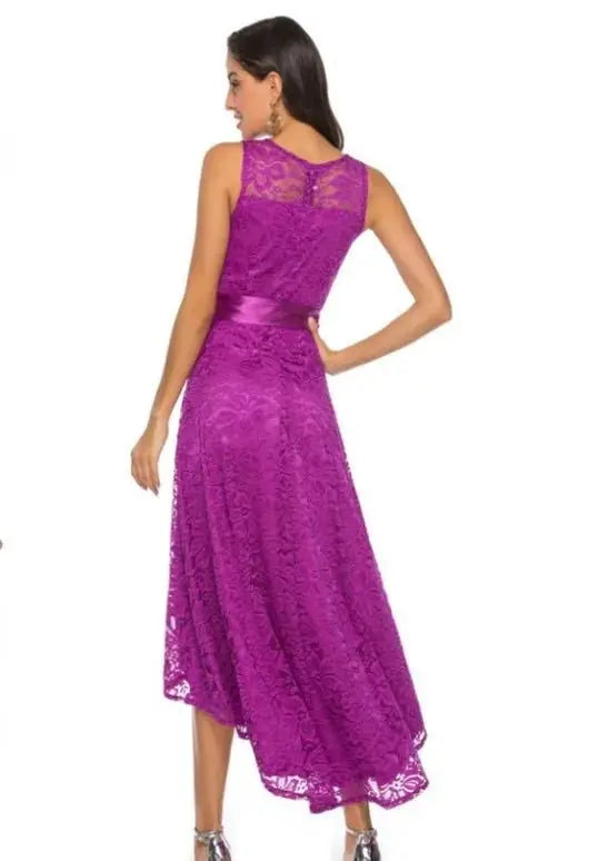 2025 vestidos elegantes de encaje para fiesta vestido de encaje vestidos de mujer temperamento de moda Casual sin mangas vestido suelto Irregular - SYN PERU