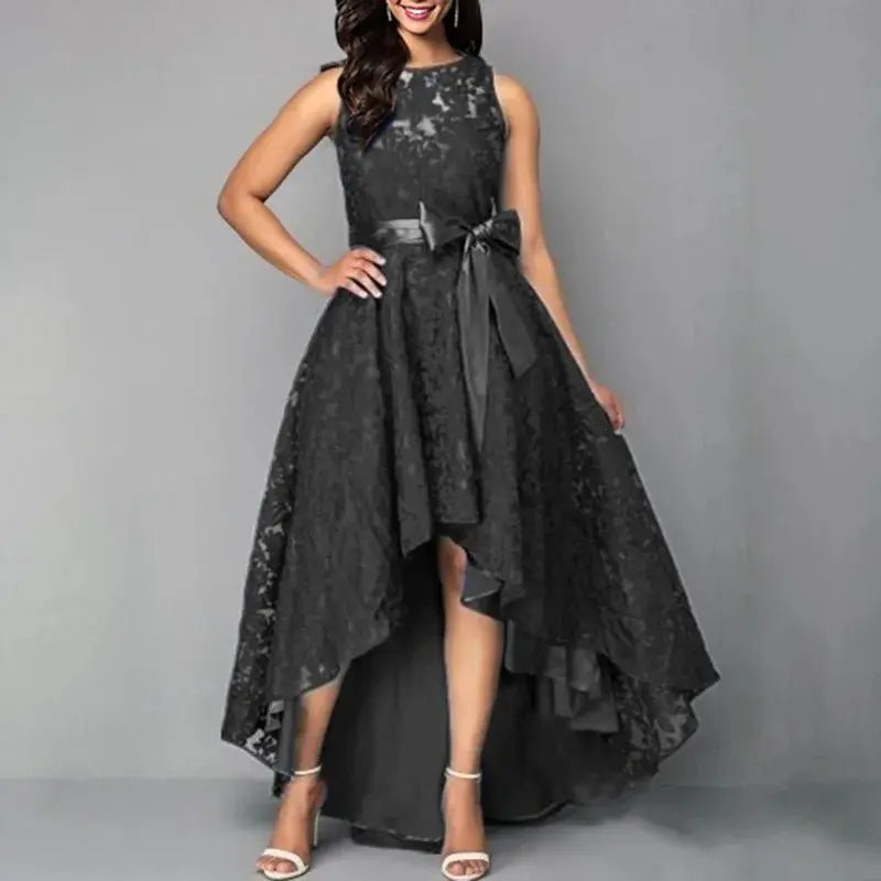 2025 vestidos elegantes de encaje para fiesta vestido de encaje vestidos de mujer temperamento de moda Casual sin mangas vestido suelto Irregular - SYN PERU