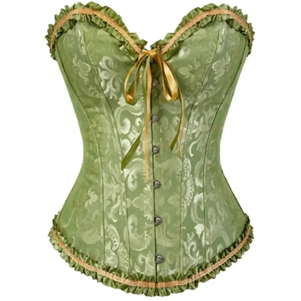 Bustiers y corsés sexys, Tops de encaje florales para mujer, corsé Vintage, corsés góticos de satén Jacquard por encima del busto - SYN PERU
