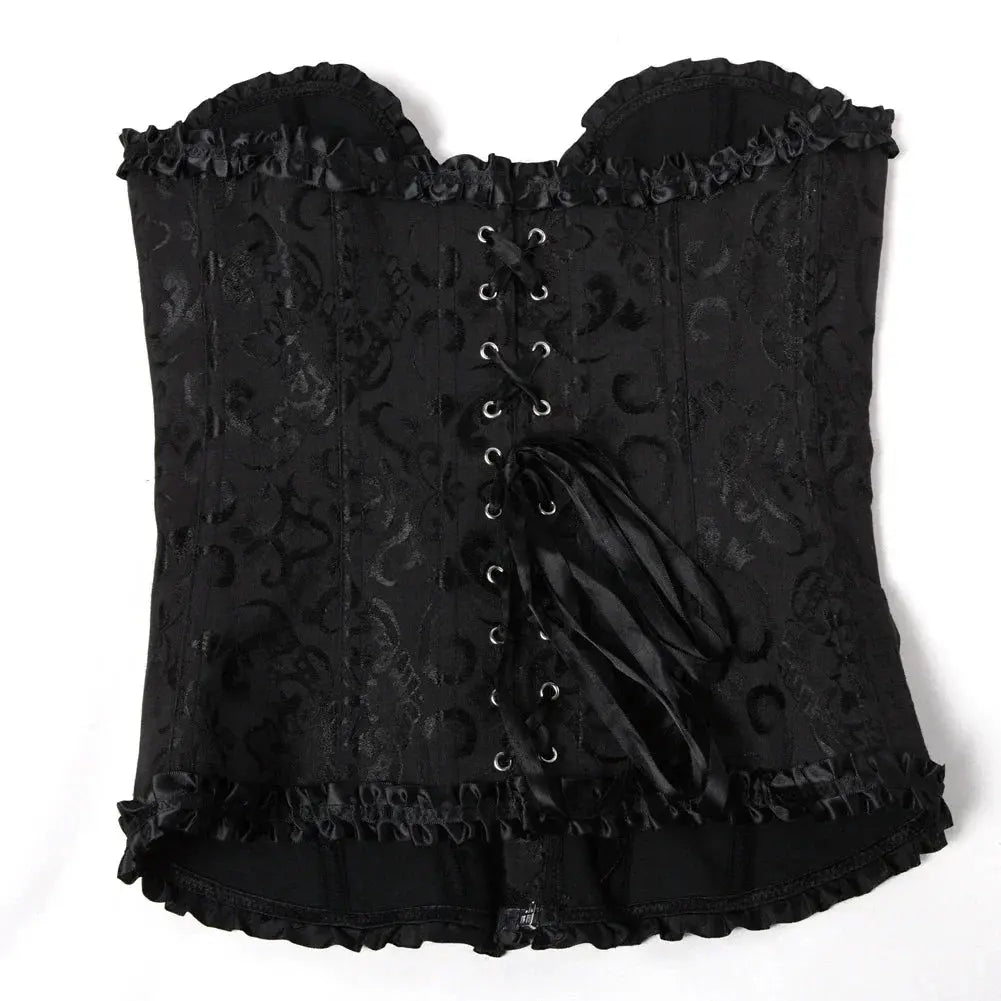 Bustiers y corsés sexys, Tops de encaje florales para mujer, corsé Vintage, corsés góticos de satén Jacquard por encima del busto - SYN PERU