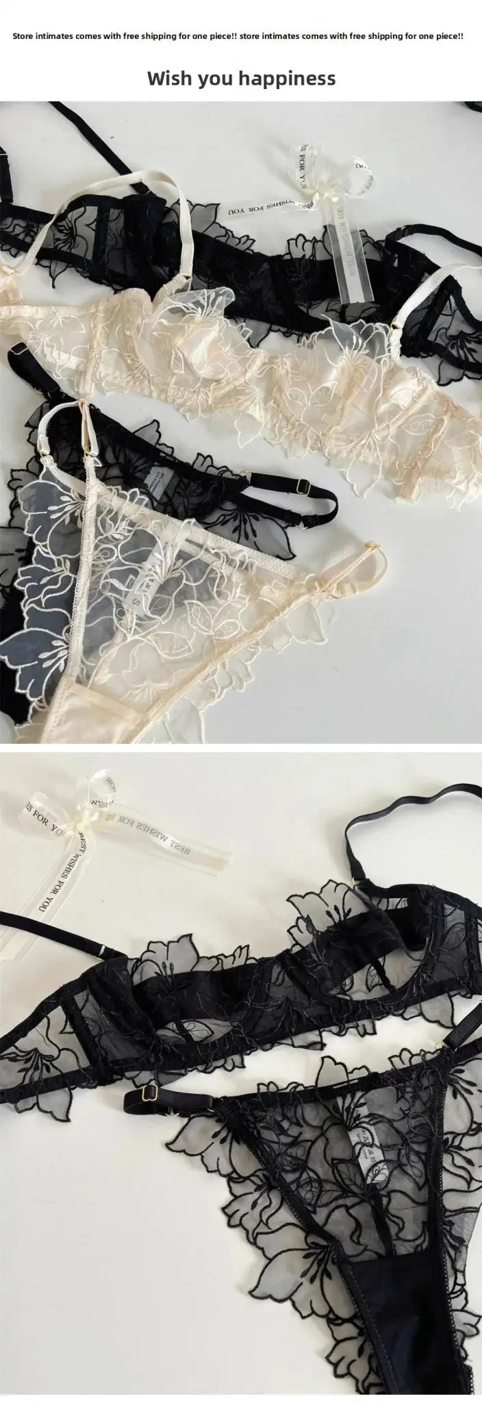 Conjunto de sujetador de encaje triangular de copa fina Sexy de estilo francés, ropa interior bordada roja, ropa cómoda para el hogar sin cable para mujer - SYN PERU
