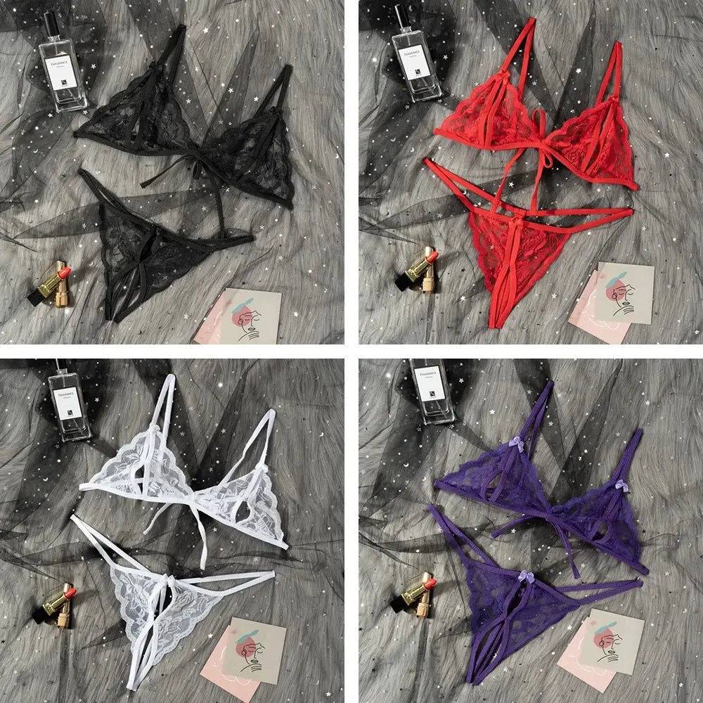Disfraces de Babydoll para mujer, sujetador abierto caliente, entrepierna de encaje, ropa interior transparente Sexy, conjunto de lencería Sexy - SYN PERU