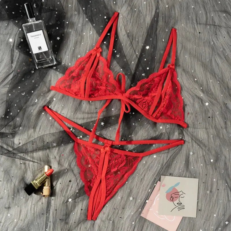 Disfraces de Babydoll para mujer, sujetador abierto caliente, entrepierna de encaje, ropa interior transparente Sexy, conjunto de lencería Sexy - SYN PERU