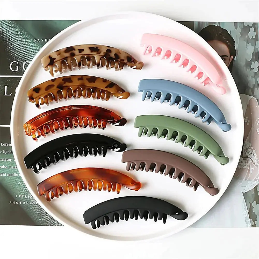 Frosted Solid Color Banana Hair Clips – Fashion Ponytail Barrettes & Hair Claws for Women - SYN PERU