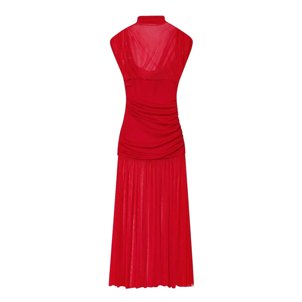 KONDALA 2025 Otoño Invierno vestidos elegantes para mujer invitados de boda señoras parche trabajo vestidos de tul vestidos casuales de negocios para mujer - SYN PERU
