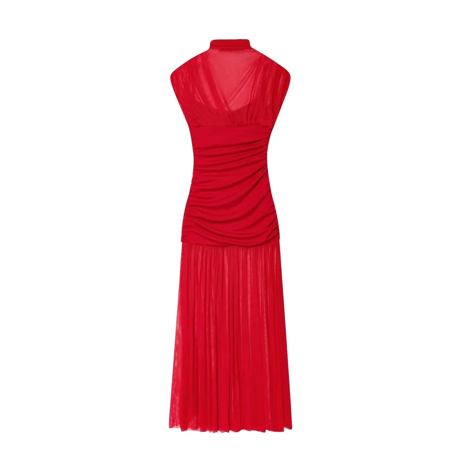 KONDALA 2025 Otoño Invierno vestidos elegantes para mujer invitados de boda señoras parche trabajo vestidos de tul vestidos casuales de negocios para mujer - SYN PERU