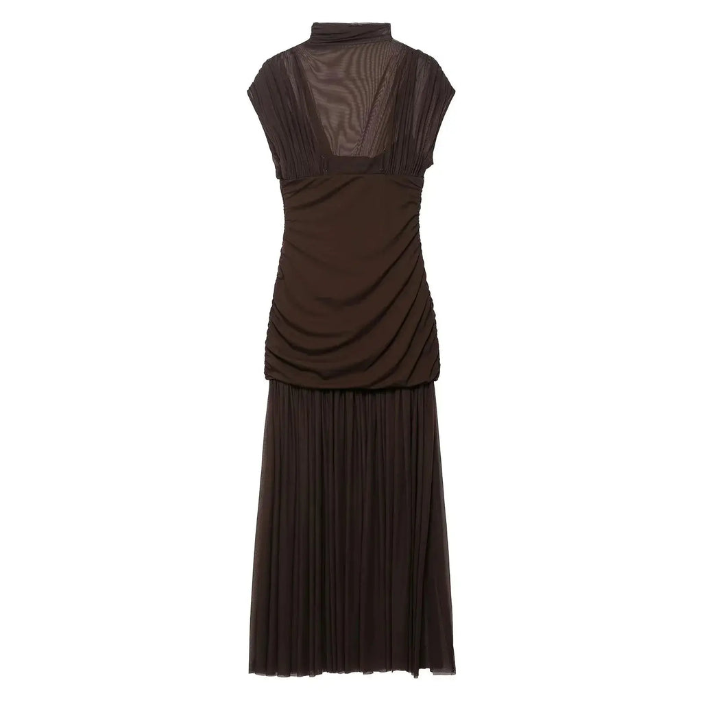 KONDALA 2025 Otoño Invierno vestidos elegantes para mujer invitados de boda señoras parche trabajo vestidos de tul vestidos casuales de negocios para mujer - SYN PERU