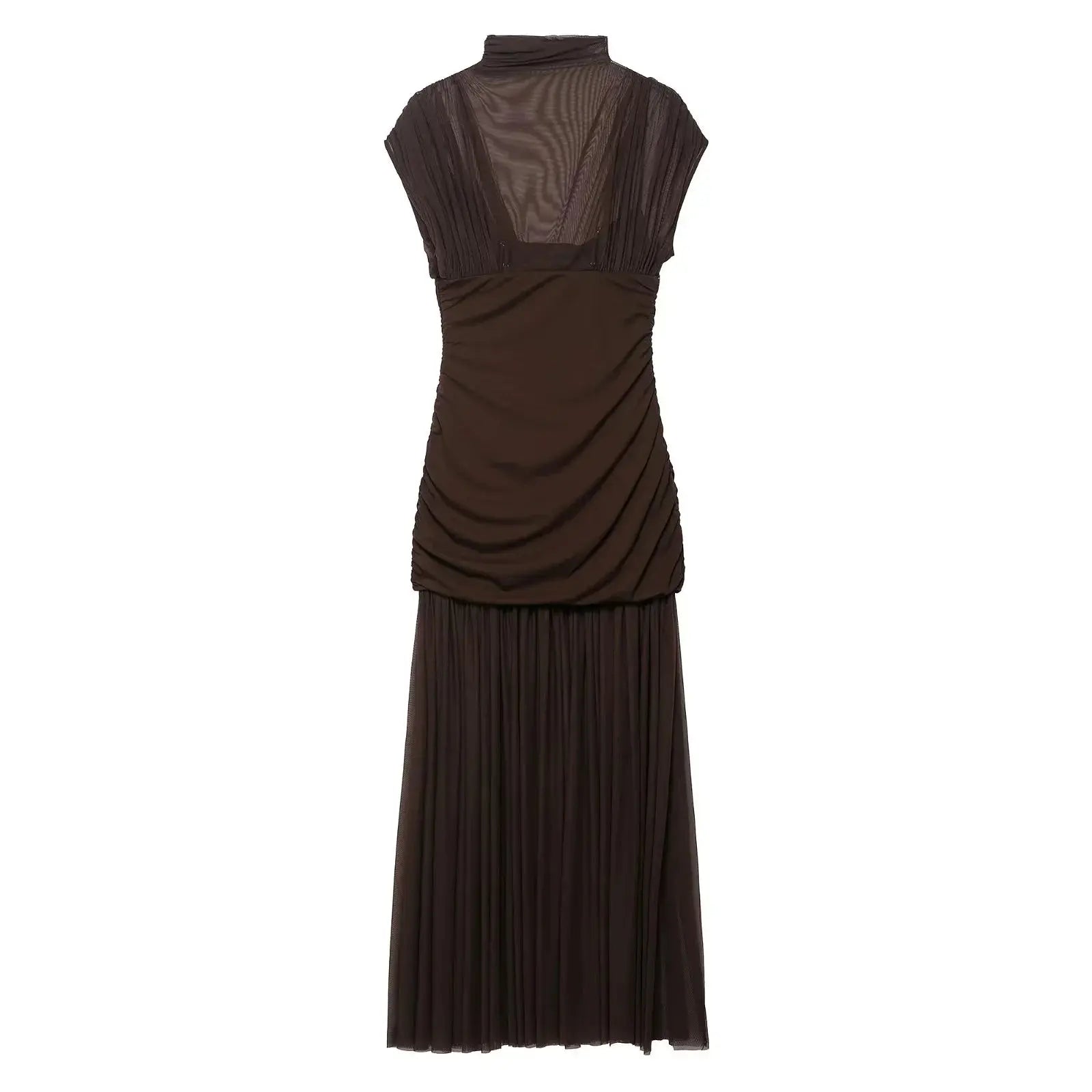 KONDALA 2025 Otoño Invierno vestidos elegantes para mujer invitados de boda señoras parche trabajo vestidos de tul vestidos casuales de negocios para mujer - SYN PERU