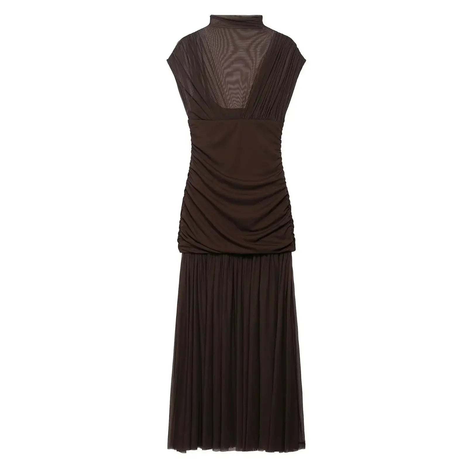 KONDALA 2025 Otoño Invierno vestidos elegantes para mujer invitados de boda señoras parche trabajo vestidos de tul vestidos casuales de negocios para mujer - SYN PERU