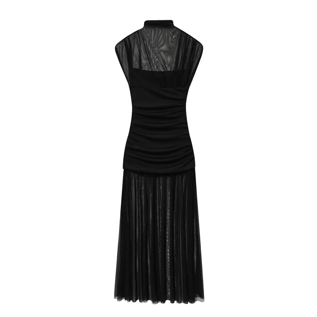 KONDALA 2025 Otoño Invierno vestidos elegantes para mujer invitados de boda señoras parche trabajo vestidos de tul vestidos casuales de negocios para mujer - SYN PERU