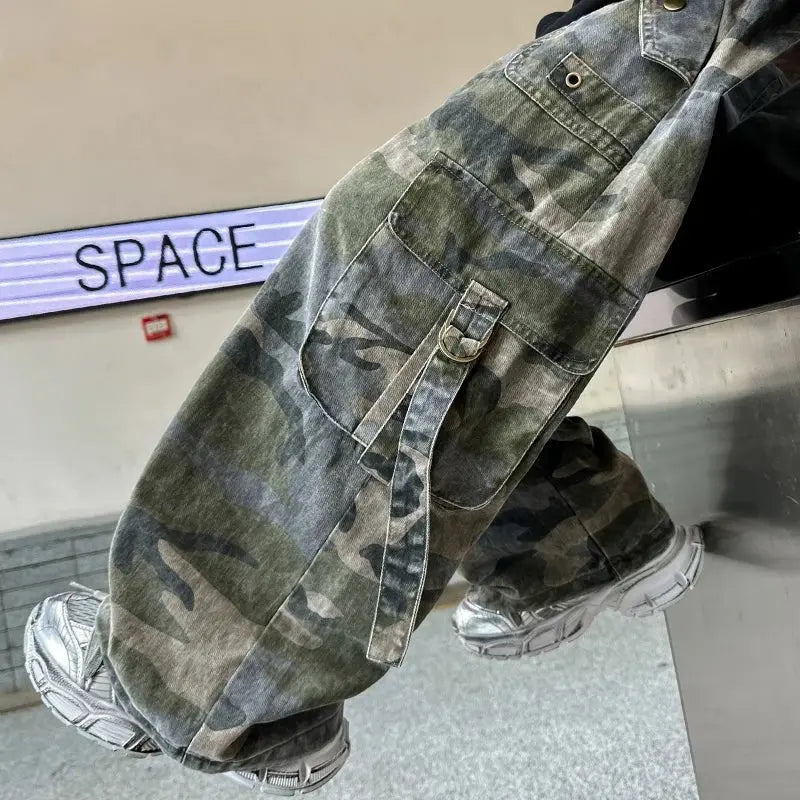 Nuevos pantalones Cargo de camuflaje con múltiples bolsillos y estilo de otoño para niños y adolescentes, pantalones holgados informales Harajuku Hip Hop y2k 5 - 14 T - SYN PERU