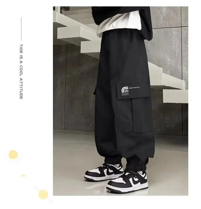 Nuevos pantalones Cargo para niños, pantalones de algodón 120 - 170, ropa de otoño para niños grandes, pantalones deportivos, ropa coreana para niños 2025 - SYN PERU