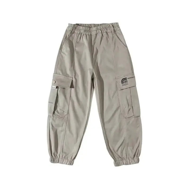 Nuevos pantalones Cargo para niños, pantalones de algodón 120 - 170, ropa de otoño para niños grandes, pantalones deportivos, ropa coreana para niños 2025 - SYN PERU