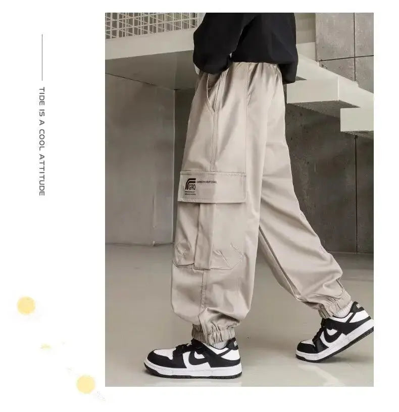 Nuevos pantalones Cargo para niños, pantalones de algodón 120 - 170, ropa de otoño para niños grandes, pantalones deportivos, ropa coreana para niños 2025 - SYN PERU