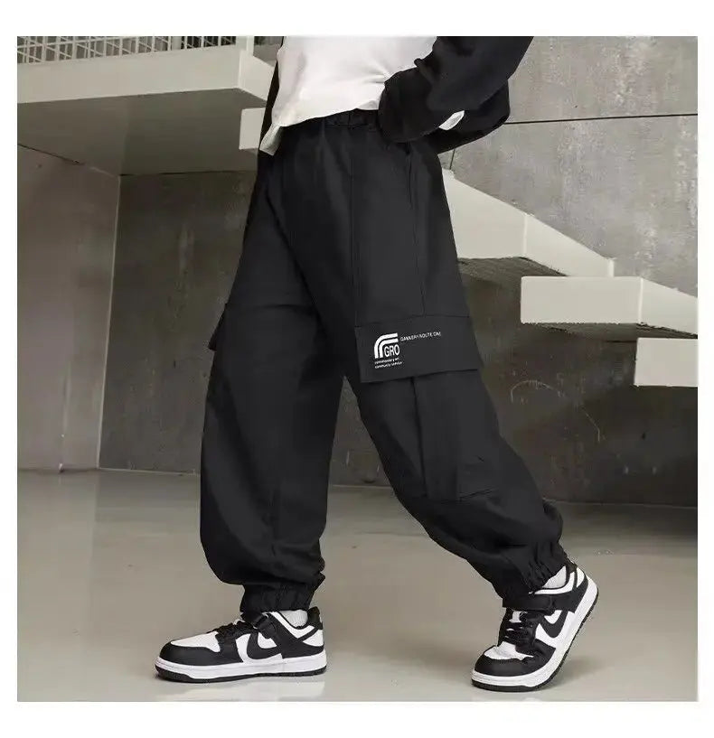 Nuevos pantalones Cargo para niños, pantalones de algodón 120 - 170, ropa de otoño para niños grandes, pantalones deportivos, ropa coreana para niños 2025 - SYN PERU