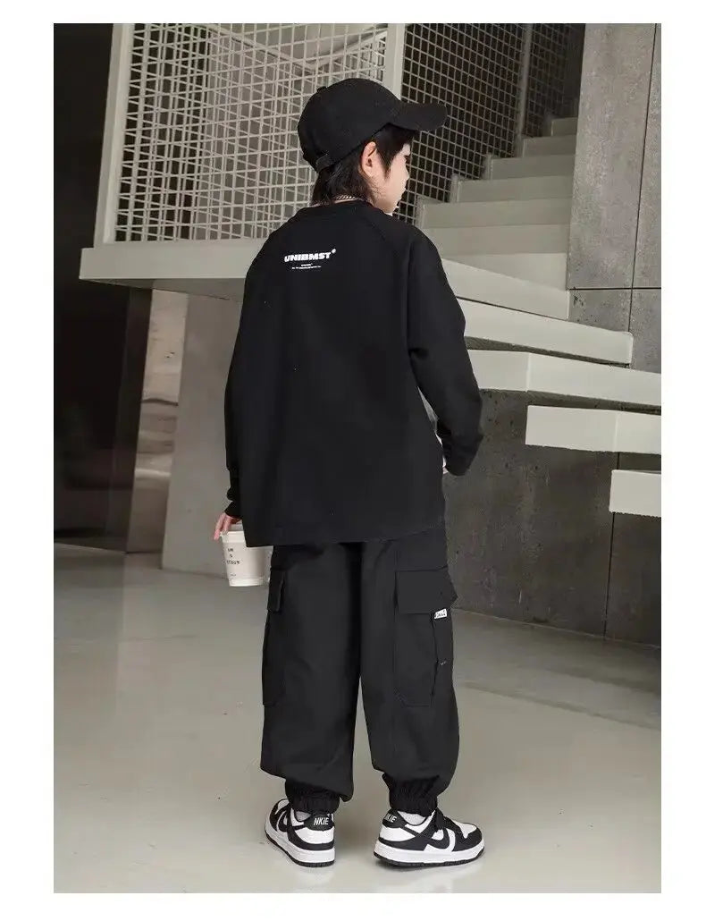 Nuevos pantalones Cargo para niños, pantalones de algodón 120 - 170, ropa de otoño para niños grandes, pantalones deportivos, ropa coreana para niños 2025 - SYN PERU