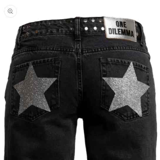 ONE DILEMMA - pantalones vaqueros holgados con diseño de estrellas para mujer, Vaqueros holgados de pierna ancha, ropa de calle Harajuku, Vaqueros rectos de cintura alta, ropa Y2k - SYN PERU