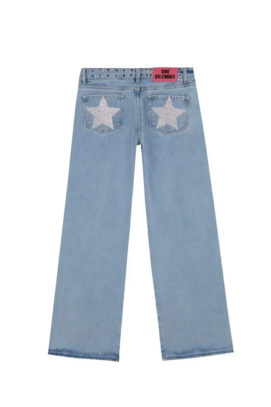 ONE DILEMMA - pantalones vaqueros holgados con diseño de estrellas para mujer, Vaqueros holgados de pierna ancha, ropa de calle Harajuku, Vaqueros rectos de cintura alta, ropa Y2k - SYN PERU