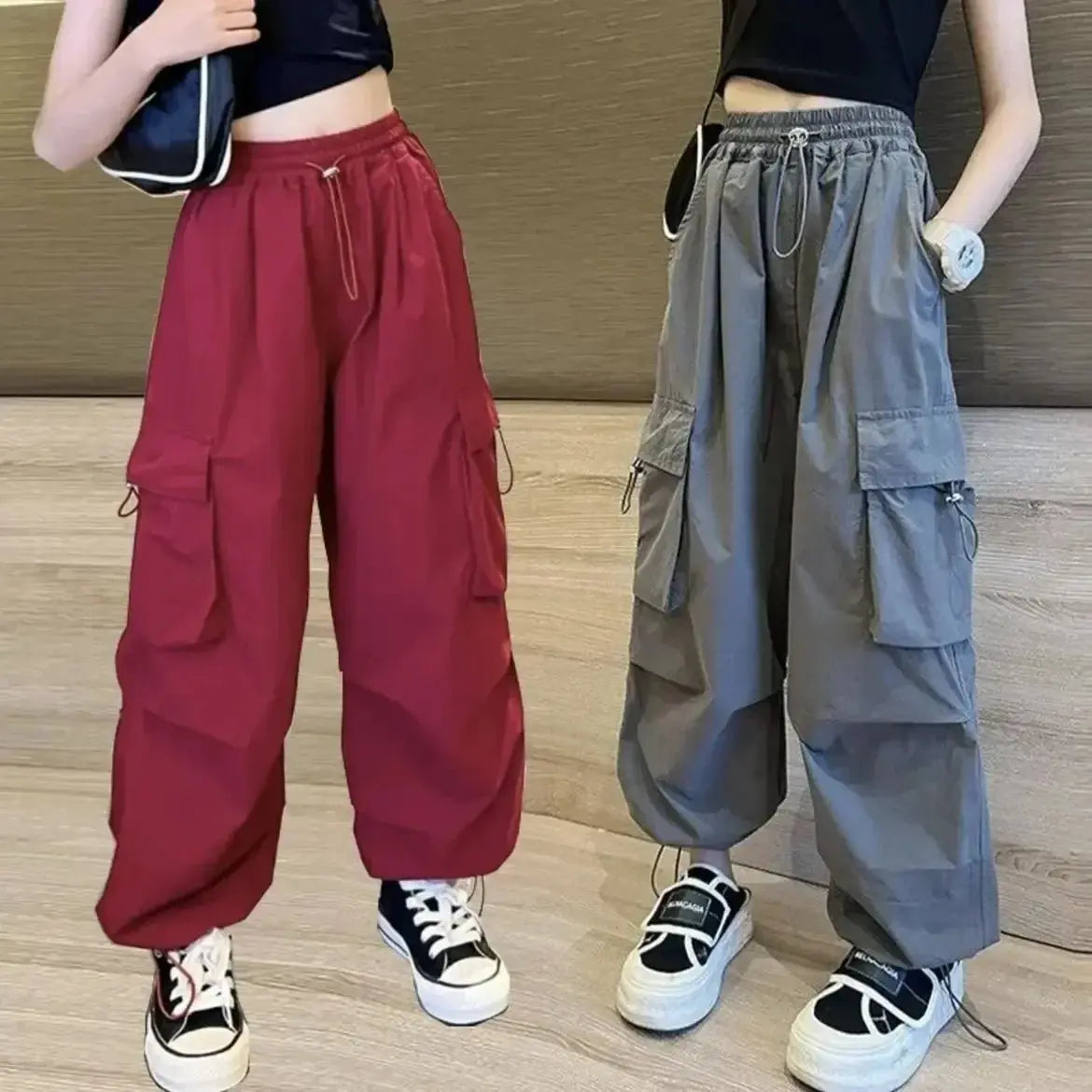 Pantalones Cargo a la moda para niños y niñas de 6 a 12 años primavera otoño 2024 nuevo estilo Jazzy Street Dance Bell Bottoms pantalones para niños - SYN PERU