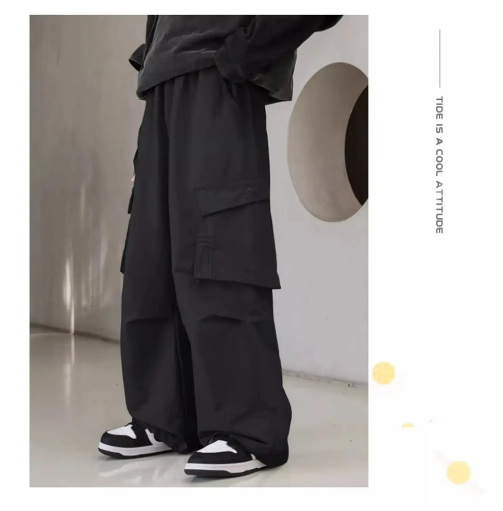 Pantalones Cargo de otoño para niños, ropa coreana para niños, pantalones deportivos de algodón de alta calidad 110 - 170, pantalones sueltos negros para niños, nuevo - SYN PERU