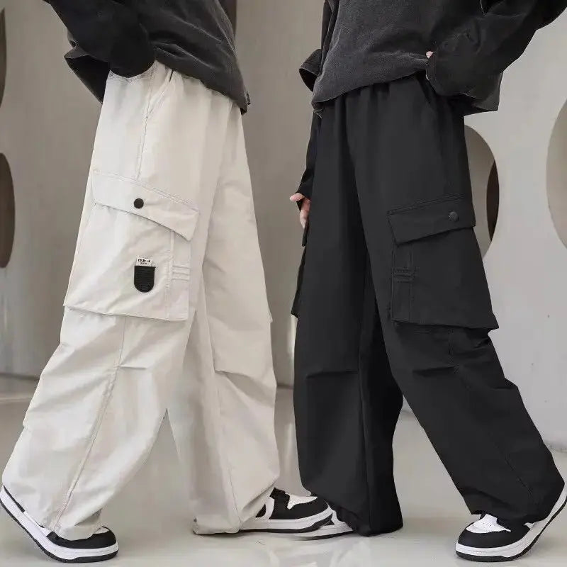 Pantalones Cargo de otoño para niños, ropa coreana para niños, pantalones deportivos de algodón de alta calidad 110 - 170, pantalones sueltos negros para niños, nuevo - SYN PERU