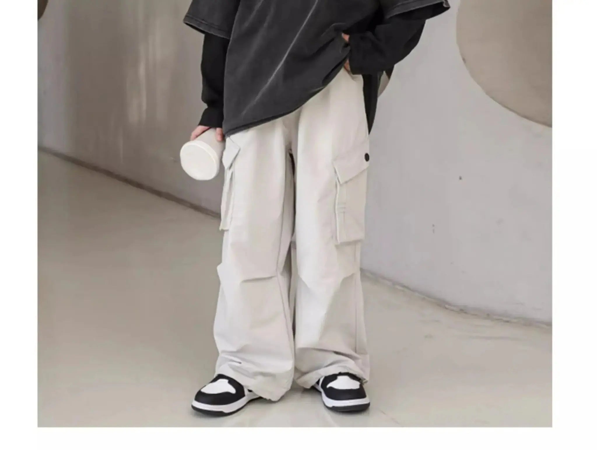 Pantalones Cargo de otoño para niños, ropa coreana para niños, pantalones deportivos de algodón de alta calidad 110 - 170, pantalones sueltos negros para niños, nuevo - SYN PERU
