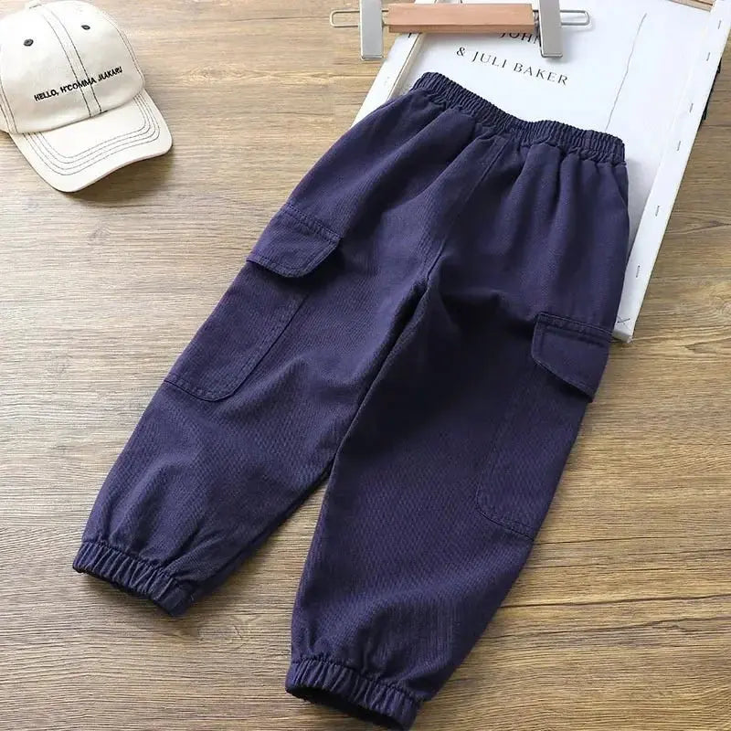 Pantalones Cargo lisos de otoño para niño, pantalón de chándal de 1 a 6 años, ropa informal para niño Yong, pantalones tácticos para niño, pantalones deportivos para correr de primavera para niña - SYN PERU