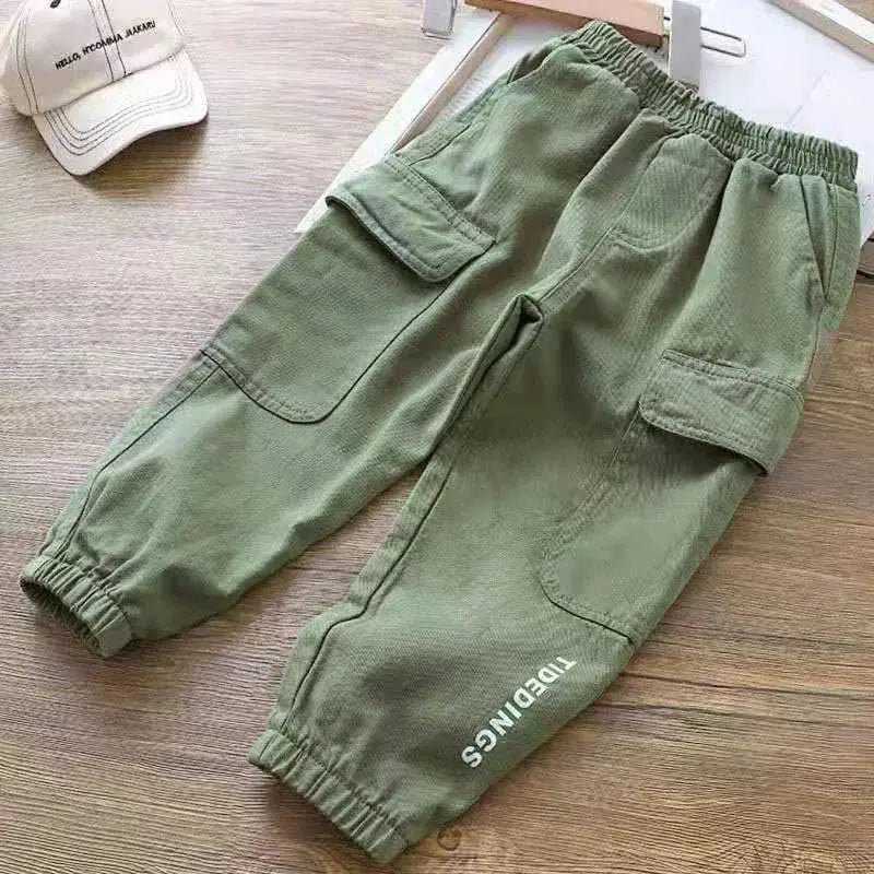 Pantalones Cargo lisos de otoño para niño, pantalón de chándal de 1 a 6 años, ropa informal para niño Yong, pantalones tácticos para niño, pantalones deportivos para correr de primavera para niña - SYN PERU