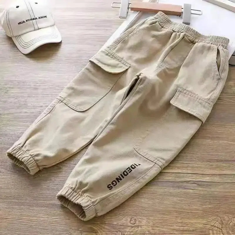 Pantalones Cargo lisos de otoño para niño, pantalón de chándal de 1 a 6 años, ropa informal para niño Yong, pantalones tácticos para niño, pantalones deportivos para correr de primavera para niña - SYN PERU