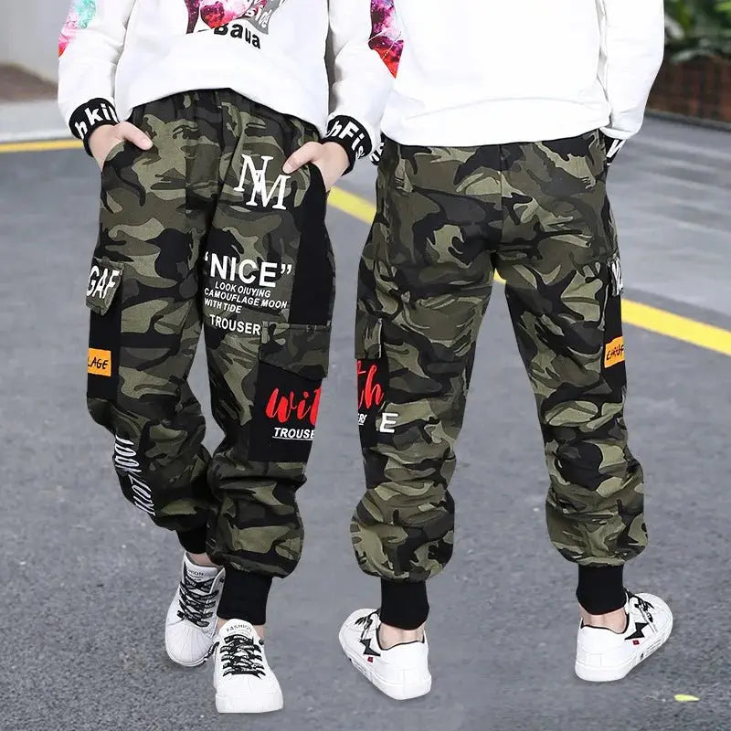 Pantalones de camuflaje para niños otoño 2025, nueva tendencia, pantalones deportivos para niños grandes, pantalones Cargo sueltos informales para niños de 4, 8, 9, 12 años, ropa para niños - SYN PERU