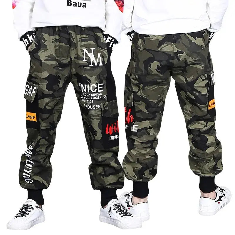 Pantalones de camuflaje para niños otoño 2025, nueva tendencia, pantalones deportivos para niños grandes, pantalones Cargo sueltos informales para niños de 4, 8, 9, 12 años, ropa para niños - SYN PERU