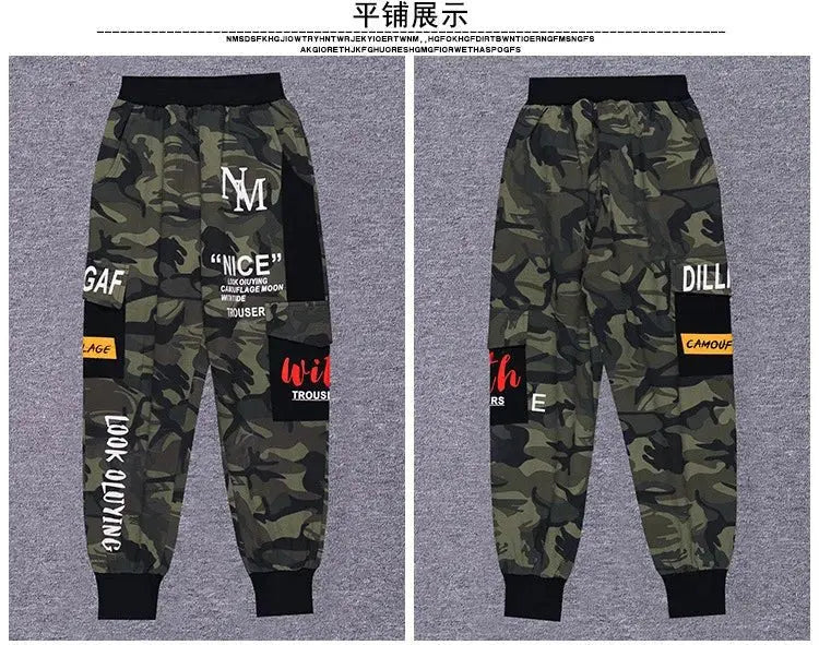 Pantalones de camuflaje para niños otoño 2025, nueva tendencia, pantalones deportivos para niños grandes, pantalones Cargo sueltos informales para niños de 4, 8, 9, 12 años, ropa para niños - SYN PERU