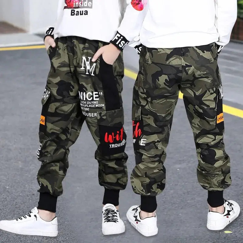 Pantalones de camuflaje para niños otoño 2025, nueva tendencia, pantalones deportivos para niños grandes, pantalones Cargo sueltos informales para niños de 4, 8, 9, 12 años, ropa para niños - SYN PERU