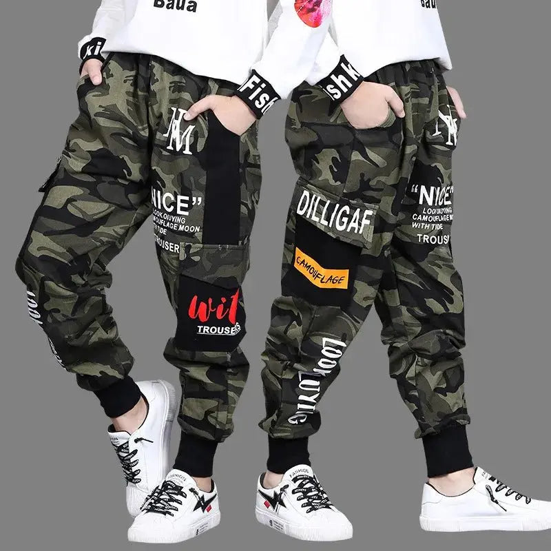 Pantalones de camuflaje para niños otoño 2025, nueva tendencia, pantalones deportivos para niños grandes, pantalones Cargo sueltos informales para niños de 4, 8, 9, 12 años, ropa para niños - SYN PERU