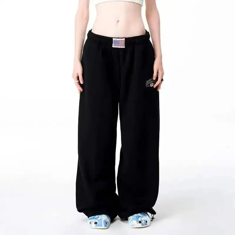 Pantalones de chándal para mujer 2024 Y2k, pantalones deportivos holgados de Hip Hop Vintage, pantalones para correr de gran tamaño, pantalones deportivos de pierna ancha informales de cintura alta, pantalones sueltos - SYN PERU