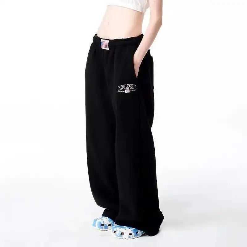 Pantalones de chándal para mujer 2024 Y2k, pantalones deportivos holgados de Hip Hop Vintage, pantalones para correr de gran tamaño, pantalones deportivos de pierna ancha informales de cintura alta, pantalones sueltos - SYN PERU