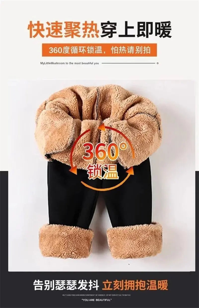Pantalones gruesos y cálidos de invierno para niños, pantalones de algodón de terciopelo de felpa para niños, pantalones de chándal de nieve acolchados para niños grandes, ropa informal para adolescentes - SYN PERU