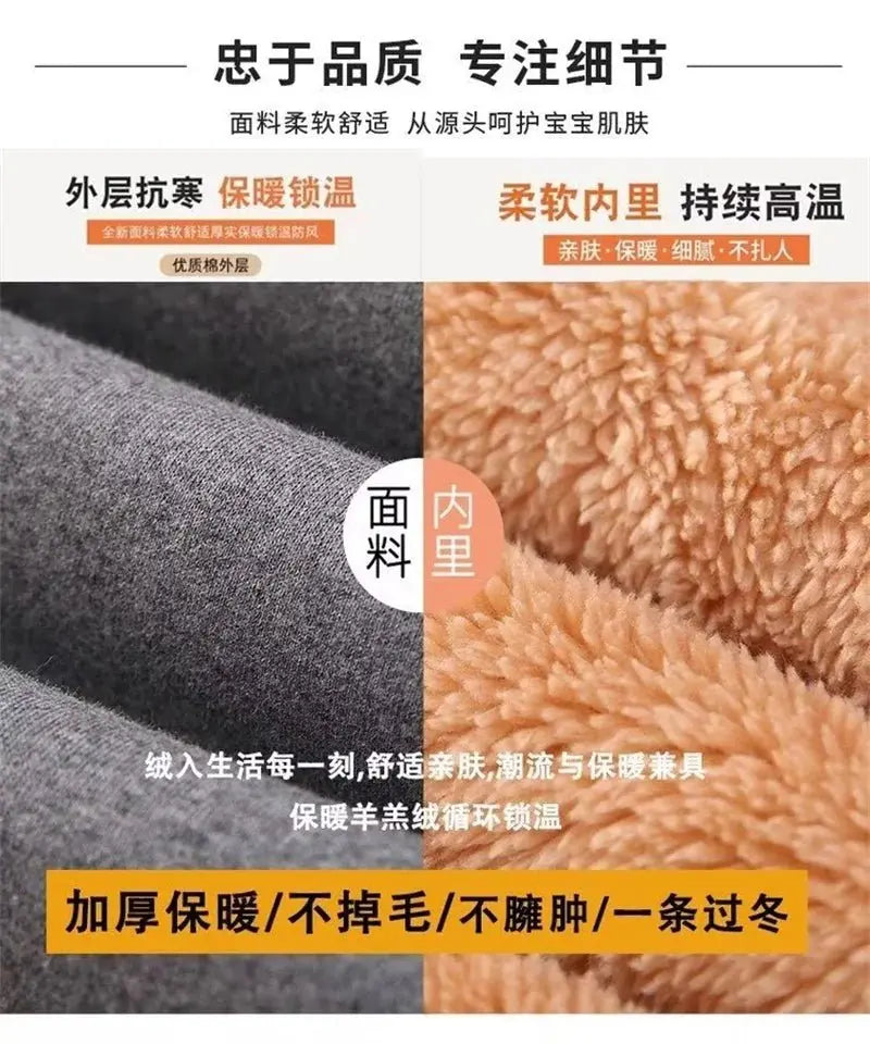 Pantalones gruesos y cálidos de invierno para niños, pantalones de algodón de terciopelo de felpa para niños, pantalones de chándal de nieve acolchados para niños grandes, ropa informal para adolescentes - SYN PERU