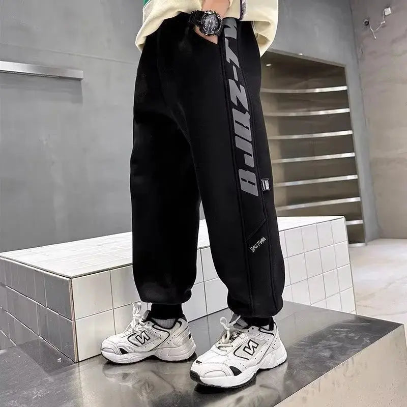 Pantalones gruesos y cálidos de invierno para niños, pantalones de algodón de terciopelo de felpa para niños, pantalones de chándal de nieve acolchados para niños grandes, ropa informal para adolescentes - SYN PERU