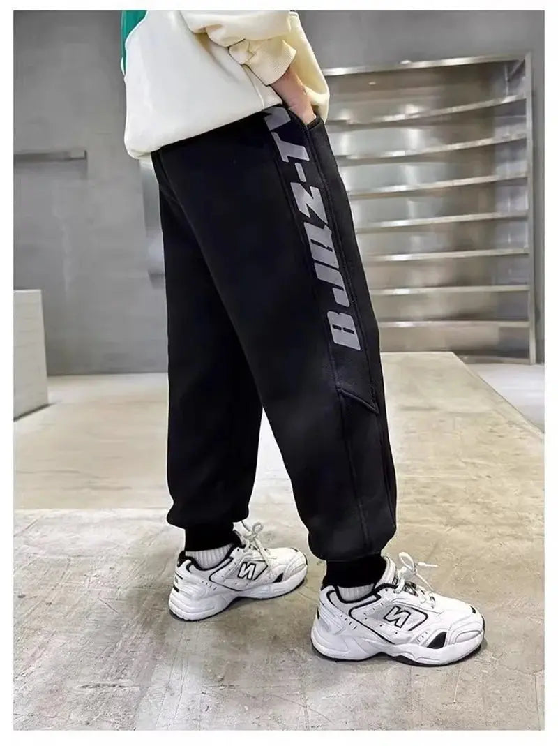 Pantalones gruesos y cálidos de invierno para niños, pantalones de algodón de terciopelo de felpa para niños, pantalones de chándal de nieve acolchados para niños grandes, ropa informal para adolescentes - SYN PERU